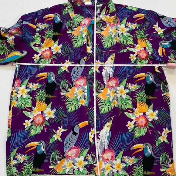 King Kameha Tropical, Floral, Pineapple, Bird, Hawaiian Button Down Shirt, 2XL - Picture 11 of 13